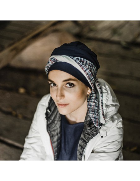 SMART TWEED BLUE - Turbante de Bambú y Algodón- Aderans Headwear