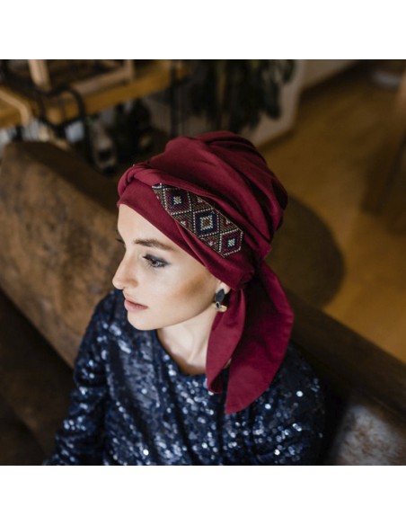 SMART MAYA GRANATE - Turbante de Bambú y Algodón - Aderans Headwear