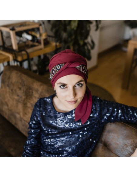 SMART MAYA GRANATE - Turbante de Bambú y Algodón - Aderans Headwear