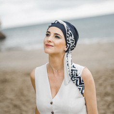 SMOOTH ZIG ZAG BLUE - Pañuelo de bambú y algodón -...