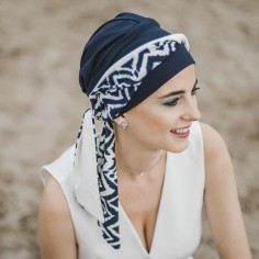 SMOOTH ZIG ZAG BLUE - Pañuelo de bambú y algodón -... 2