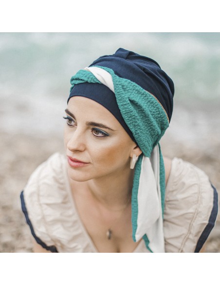 SMOOTH TURQUESA GOLD - Pañuelo de bambú y algodón - CAREBELL HEADWEAR