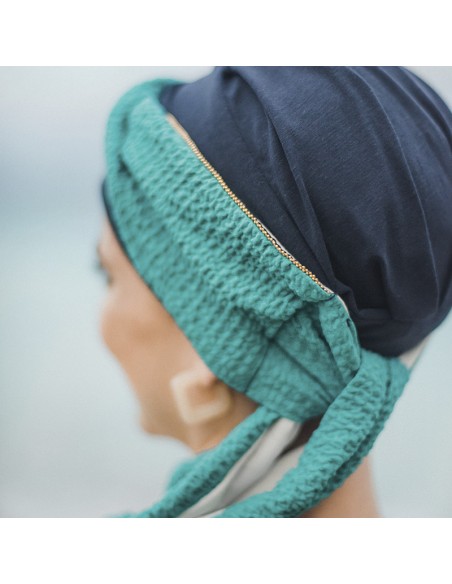 SMOOTH TURQUESA GOLD - Pañuelo de bambú y algodón - CAREBELL HEADWEAR