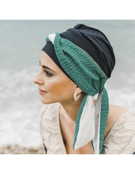 SMOOTH TURQUESA GOLD - Pañuelo de bambú y algodón - CAREBELL HEADWEAR