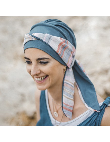 SMOOTH MEDITERRANEO ACERO - Turbante de Bambú - CAREBELL HEADWEAR
