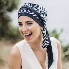 LUCIA ZIG ZAG BLUE - Pañuelo Cintas Largas Bambú -... 2