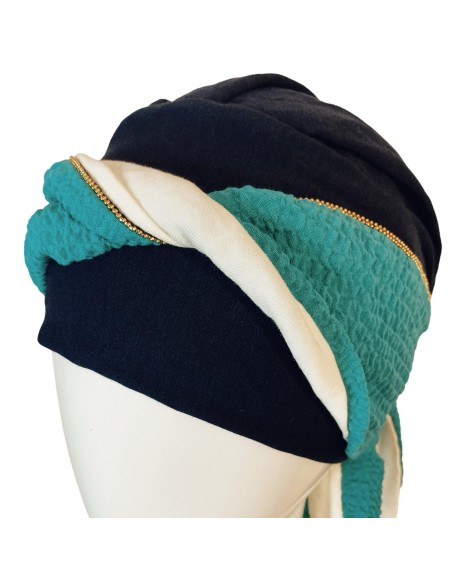 SMOOTH TURQUESA GOLD - Pañuelo de bambú y algodón - CAREBELL HEADWEAR