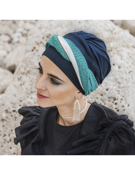 ELEGANCE TURQUESA GOLD CAREBELL HEADWEAR