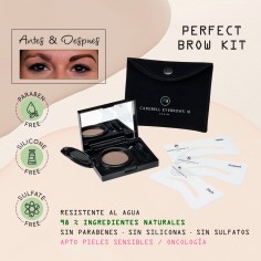 Estuche completo de maquillaje de cejas Eyebrows 10 Carebell con espejo, pincel y polvos semipermanentes.
