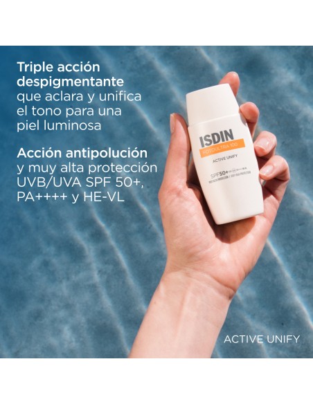 ISDIN FotoUltra 100 Active Unify Fusion Fluid SPF 50+ - Protector Solar Facial Corrector de Manchas