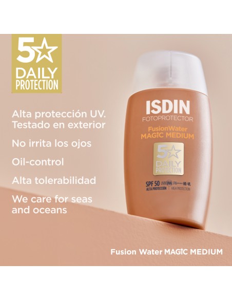 ISDIN Fusion Water Color Medium SPF 50 - Protector Solar Facial con Color