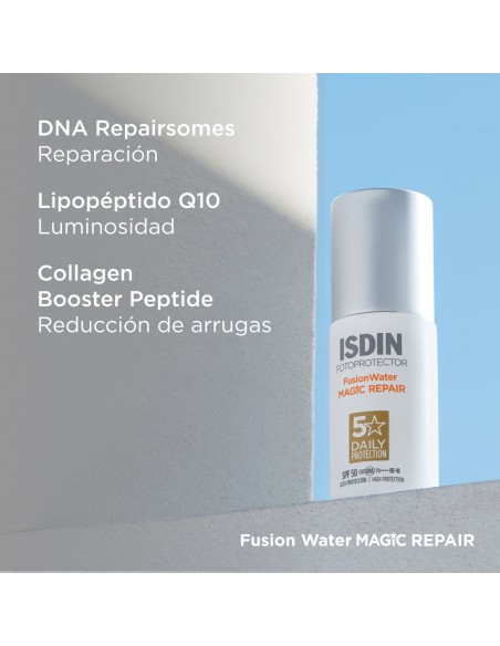 Detalle del dosificador y formato de 50ml del fotoprotector antiedad Isdin Age Repair de venta en Oncoestética.