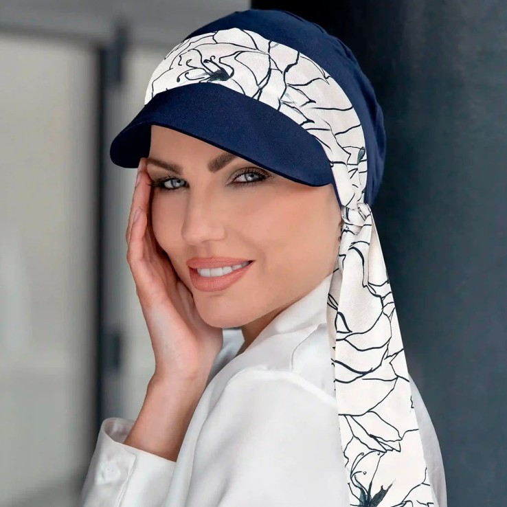 Katia Plus Navy White Lillium - UPF50+ - MASUMI HEADWEAR