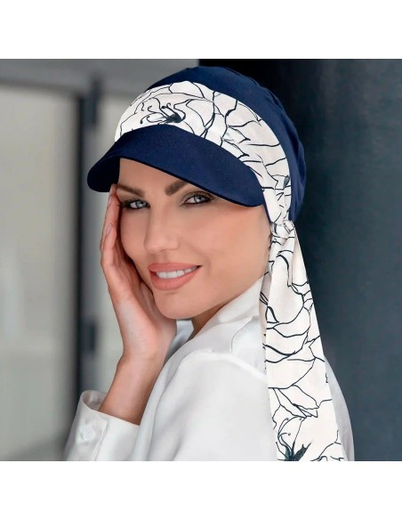 Katia Plus Navy White Lillium - UPF50+ - MASUMI HEADWEAR