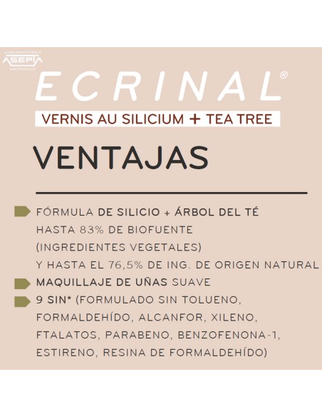 Ecrinal Esmalte de Uñas · Tratamiento Fortalecedor con Silicio y Árbol de Té en Varias Tonalidades