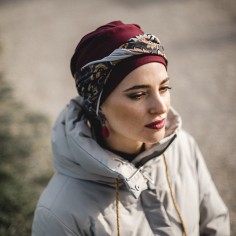 CONFORT BURDEOS CACHEMIRA - Turbante de algodón -... 2