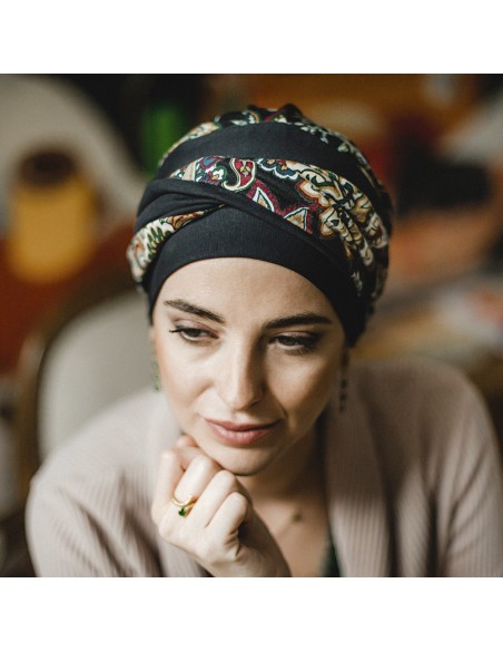 ELEGANCE BLACK CACHEMIRA - Turbante de Algodón - CAREBELL HEADWEAR