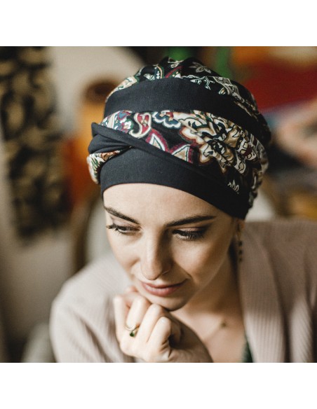 ELEGANCE BLACK CACHEMIRA - Turbante de Algodón - CAREBELL HEADWEAR