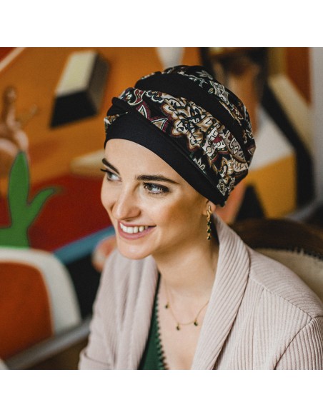 ELEGANCE BLACK CACHEMIRA - Turbante de Algodón - CAREBELL HEADWEAR