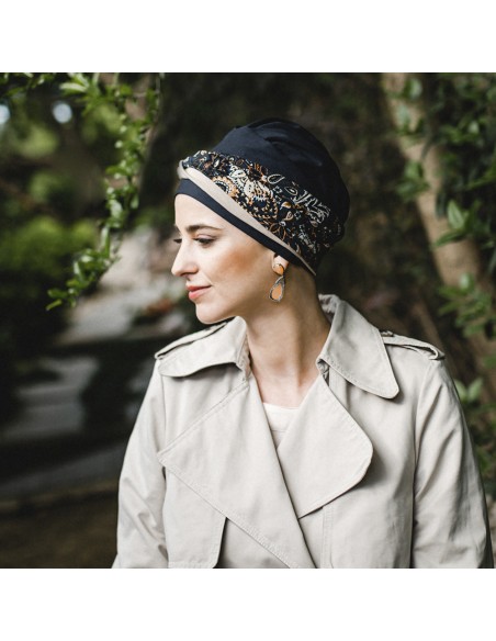 TURBANTE CONFORT NAVY PAISLEY - Tejido de Algodón - CAREBELL HEADWEAR