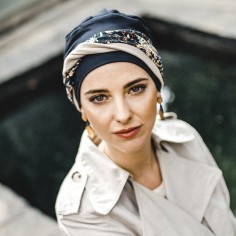 TURBANTE CONFORT NAVY PAISLEY - Tejido de Algodón -...