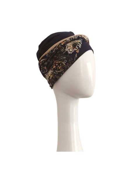 TURBANTE CONFORT NAVY PAISLEY - Tejido de Algodón - CAREBELL HEADWEAR
