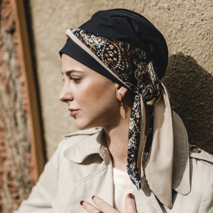 SMOOTH NAVY PAISLEY - Turbante de Algodón - CAREBELL HEADWEAR