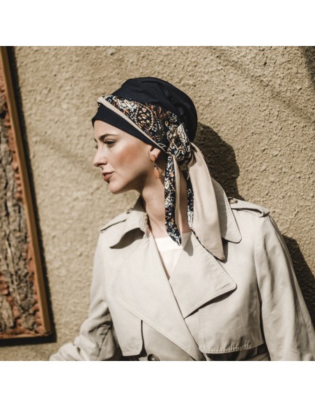SMOOTH NAVY PAISLEY - Turbante de Algodón - CAREBELL HEADWEAR