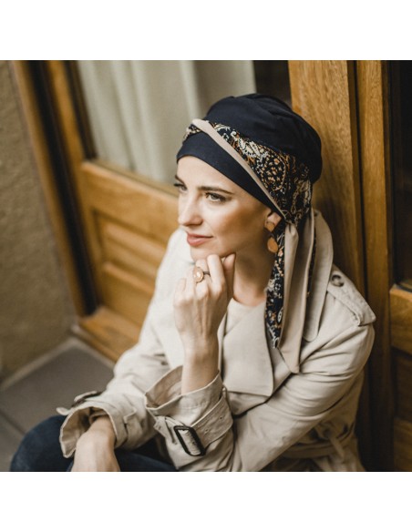 SMOOTH NAVY PAISLEY - Turbante de Algodón - CAREBELL HEADWEAR