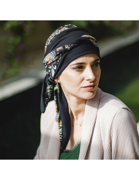 SMOOTH BLACK CACHEMIRA - Pañuelo de algodón - CAREBELL HEADWEAR