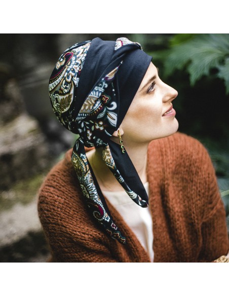 SMOOTH BLACK CACHEMIRA - Pañuelo de algodón - CAREBELL HEADWEAR