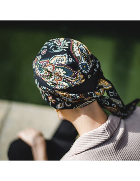 SMOOTH BLACK CACHEMIRA - Pañuelo de algodón - CAREBELL HEADWEAR