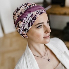 CONFORT MALVA FLORES - Turbante de Algodón - CAREBELL...