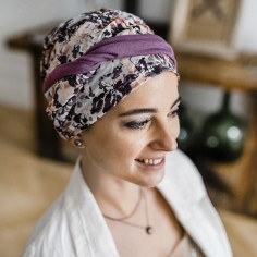 CONFORT MALVA FLORES - Turbante de Algodón - CAREBELL... 2