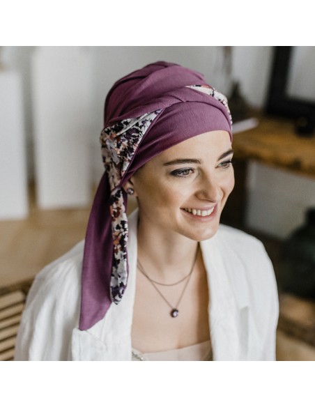 SMOOTH MALVA FLORES - Turbante de Bambú y Algodón - CAREBELL HEADWEAR