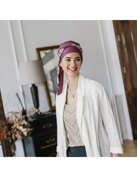 SMOOTH MALVA FLORES - Turbante de Bambú y Algodón - CAREBELL HEADWEAR