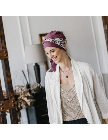 SMOOTH MALVA FLORES - Turbante de Bambú y Algodón - CAREBELL HEADWEAR