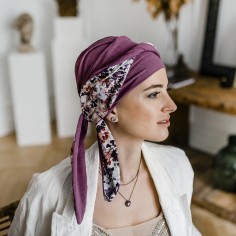 SMOOTH MALVA FLORES - Turbante de Bambú y Algodón -... 2