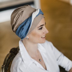 ELEGANCE BLUE GOLD - Turbante Bambú y Algodón - CAREBELL... 2