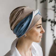 ELEGANCE BLUE GOLD - Turbante Bambú y Algodón - CAREBELL...