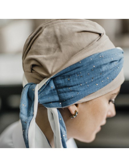 SMOOTH BLUE GOLD - Pañuelo de bambú y algodón - CAREBELL HEADWEAR